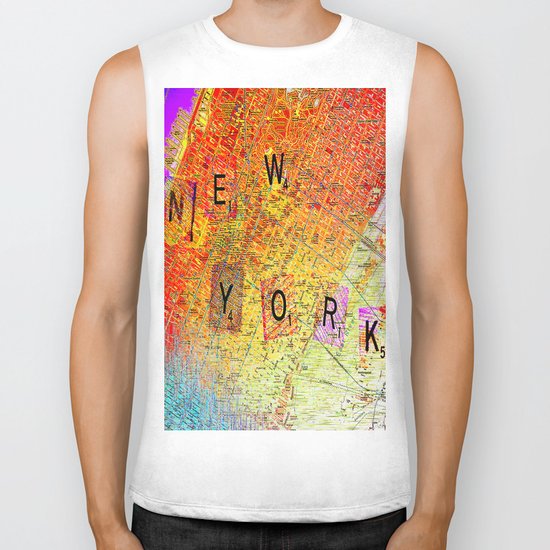 New York Map Biker Tank