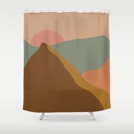 Minimalistic Bohemian Landscape in Muted Earthy Colors Shower Curtain