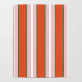 Red Green Pink Stripe - Bold Color Play Poster