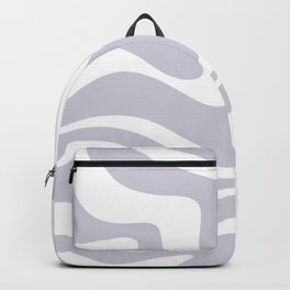 Retro Modern Liquid Swirl Abstract Pattern in Pale Lilac Purple and White Backpack