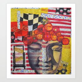 Buddha Art Print | Mixed Media, Pattern, Collage 