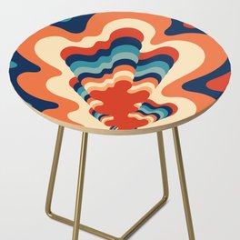 Exotic Flower Plant Blossoming With Swirling Color Waves In Retro 70s & 80s Color Palette Side Table
