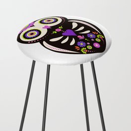 Retro Day of the Dead Owl Art Counter Stool