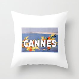 France 1930 Cannes French Riviera Travel Poster Throw Pillow