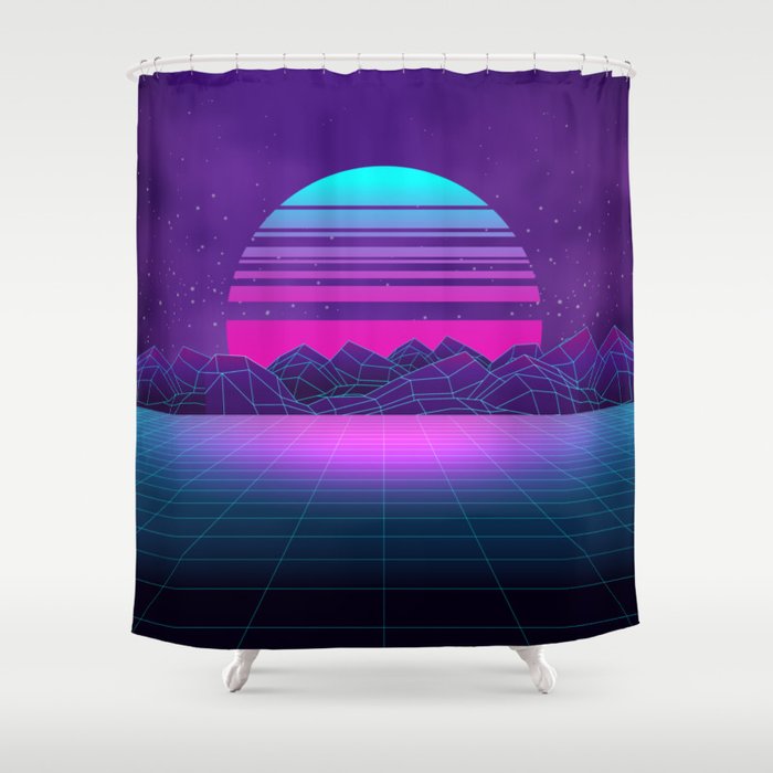 Future Sunset Vaporwave Aesthetic Shower Curtain