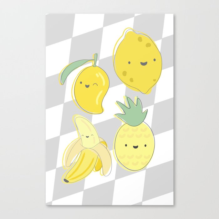 Groovy Yellow Fruit Canvas Print