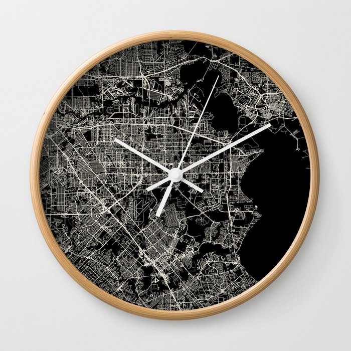 Pasadena USA - Black and White City Map Wall Clock