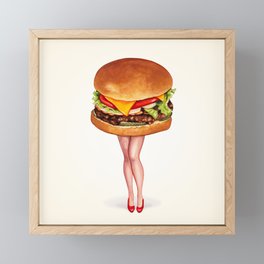 Cheeseburger Pin-Up Framed Mini Art Print