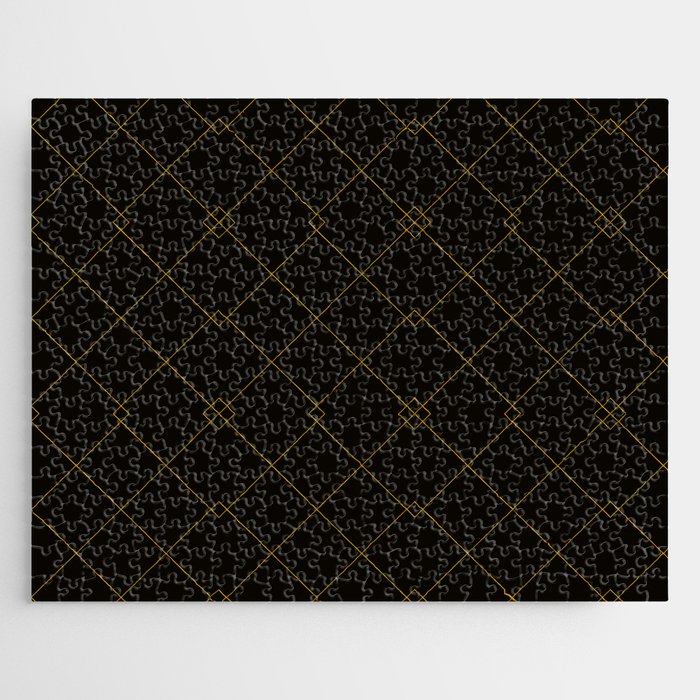 Trendy Black Gold Squares Collection Jigsaw Puzzle