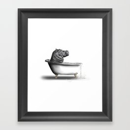 Hippo in Bath Framed Art Print