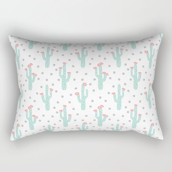 White Cactus Flowers triangle geometric kids fun southwest tribal socal hipster pattern desert print Rectangular Pillow