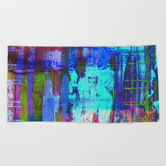 Electric Abstract - Textured, painting Beach Towel