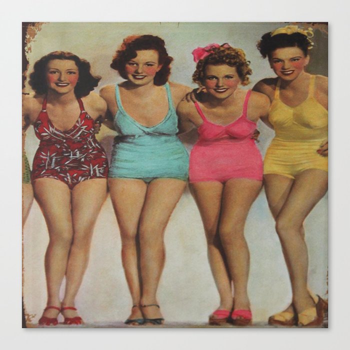 Retro girls just want to have fun Canvas Print