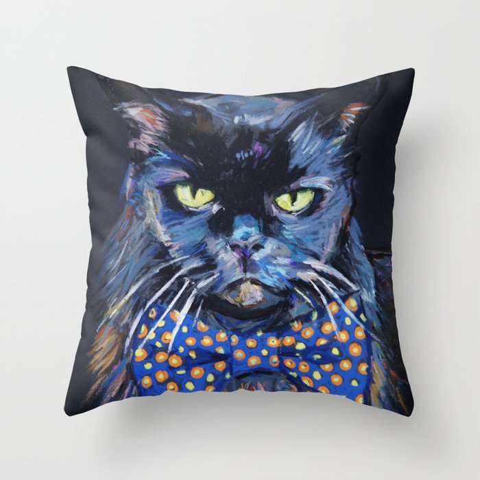 Gangster cat Throw Pillow