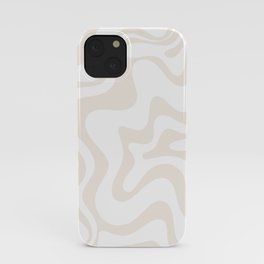Liquid Swirl Abstract Pattern in Pale Beige and White iPhone Case