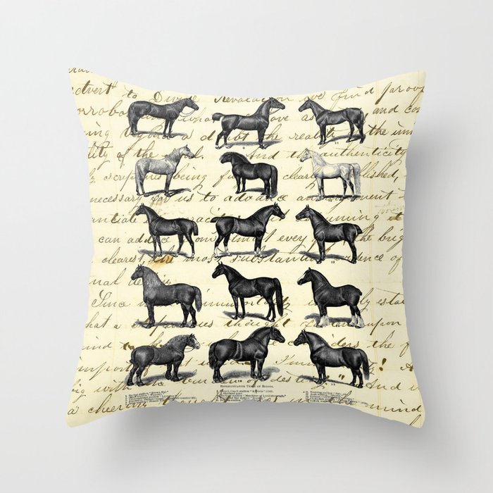 1895 Vintage Horse study Throw Pillow