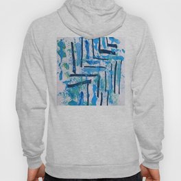 Maze Of No Exit Minimalist Blue Line Painting  Hoody
