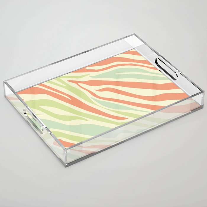 Mid Century Modern Zebra Print Pattern - Retro colors  Acrylic Tray