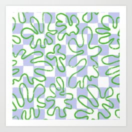 Organic Matisse Shapes on Hand-drawn Checkerboard 3.0 Art Print