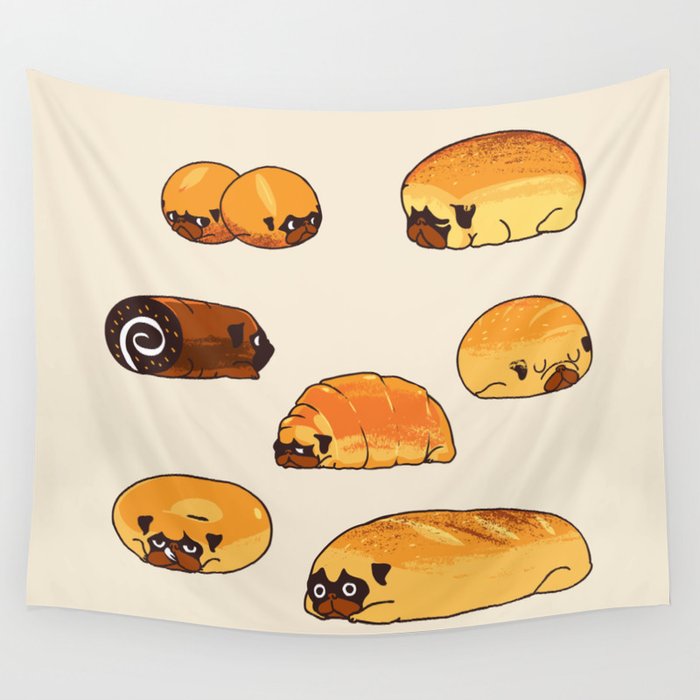 Bread Pugs Wall Tapestry