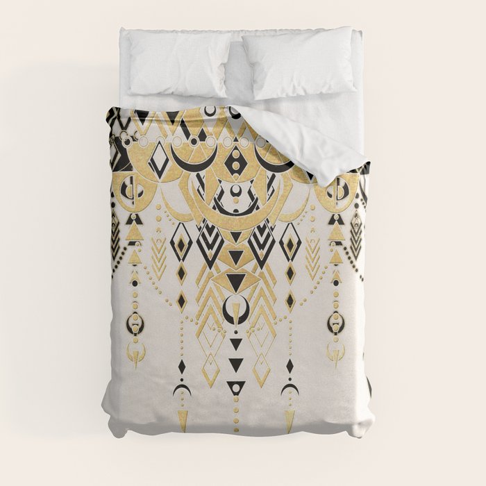 Modern Deco in Black and Cream Duvet Cover by micklyn Society6