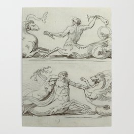 Greek Mythological beasts sketches art Poster