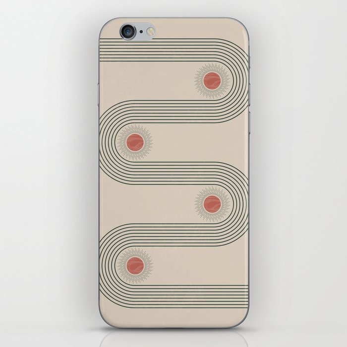 Mid century modern minimalist print with contemporary geometric moon phases iPhone Skin