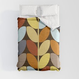 Retro 70s Color Palette Leaf Pattern Comforter