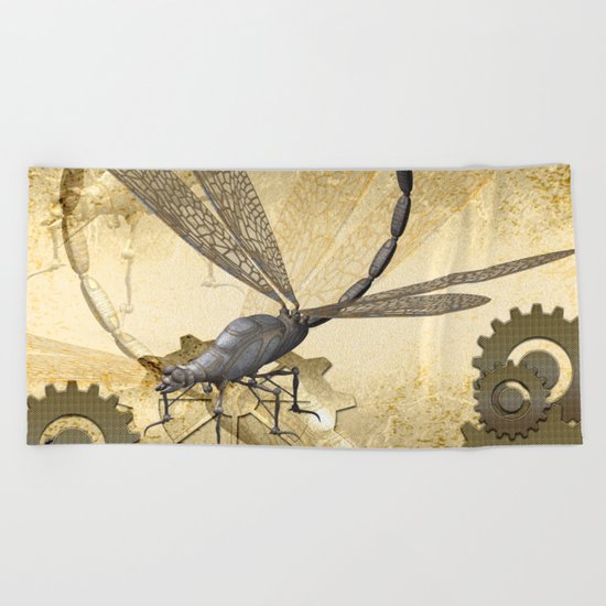 Steampunk, dragonflies Beach Towel