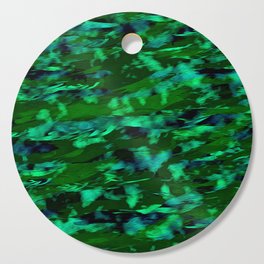 Abstract drawing of the movement of the sea wave in blue and green shades. The movement of fish among the algae. The effect of oil paints Cutting Board