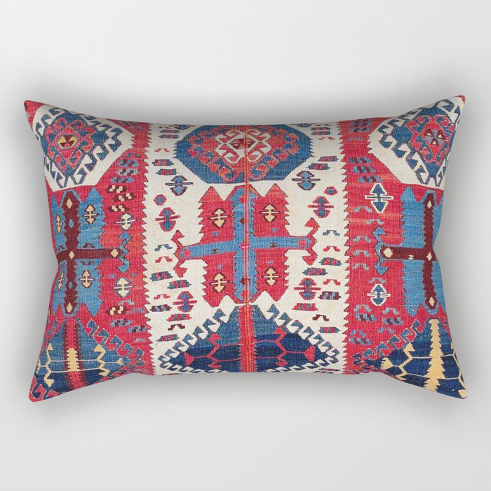 Malatya Antique East Anatolia Kurdish Kilim Print Rectangular Pillow