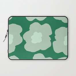 Large Pop-Art Retro Flowers in Sage Moss on Green Background  Laptop Sleeve