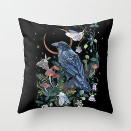 Moon Raven  Throw Pillow