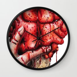Brain cone Wall Clock | Red, Illustration, Drawing, Sabinasarts, Fingers, Zombie, Izombie, Blood, Handmade, Realistic 