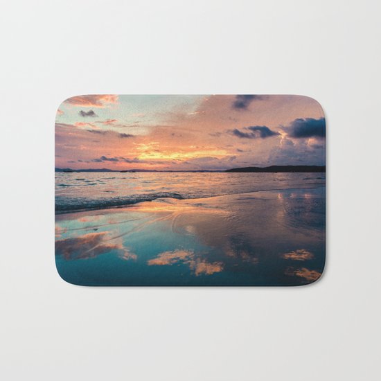 Beautiful Summer Beach Sunset Reflection Bath Mat