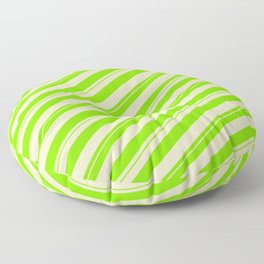 [ Thumbnail: Chartreuse and Bisque Colored Striped/Lined Pattern Floor Pillow ]