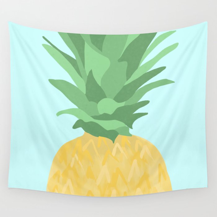 Pop Up Pineapple - Teal Wall Tapestry