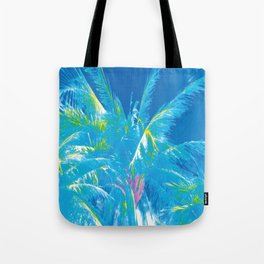 Shades Of Blue And Green Palm Trees Tote Bag
