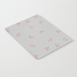 Branches With Red Berries Seamless Pattern on Light Grey Background Notebook
