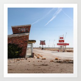 Abandoned Cafe and Gas Station in Nebraska Art Print