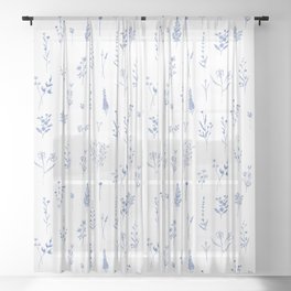 Wildflowers in blue Sheer Curtain