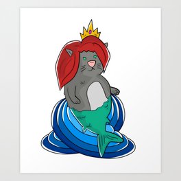 Princess Mermaid Cat Art Print