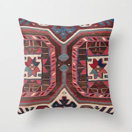 Tat Kilim // 19th Century Colorful Pink Blue Brown Arizona Western Cowboy Style Ornate Accent Patter Throw Pillow