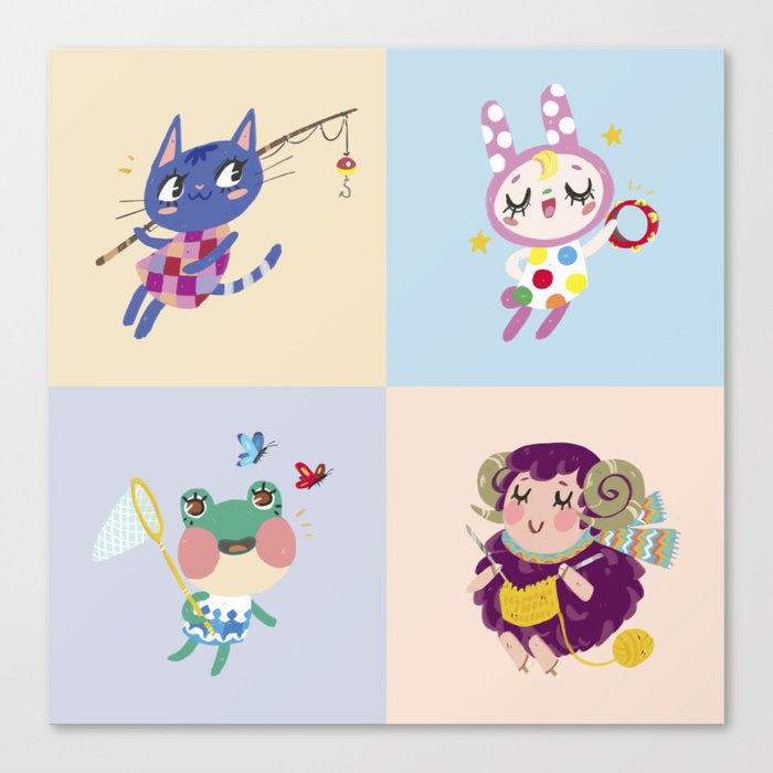 Animal Crossing Cute Villagers Canvas Print By Pupushu Society6