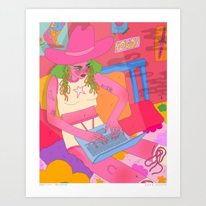 checking emails Art Print