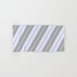 [ Thumbnail: Lavender & Dark Grey Colored Lined/Striped Pattern Hand & Bath Towel ]