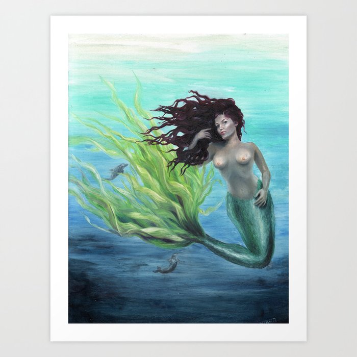 Calypso Nude Mermaid Underwater Art Print