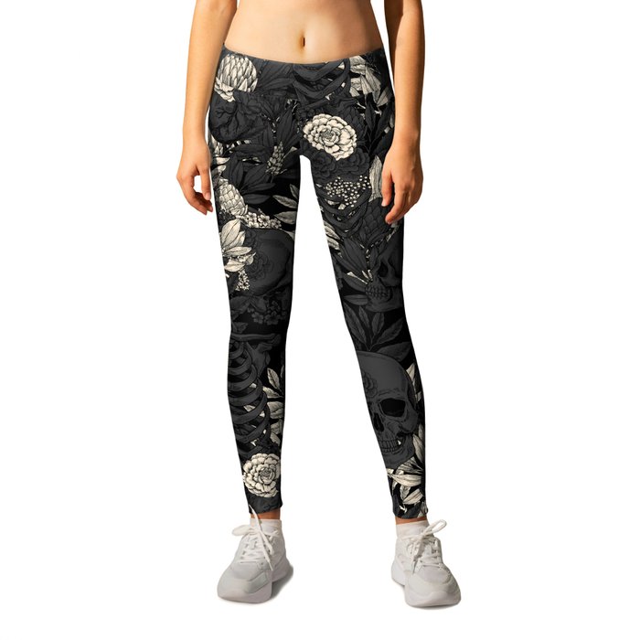 Black leggings with flowers sale