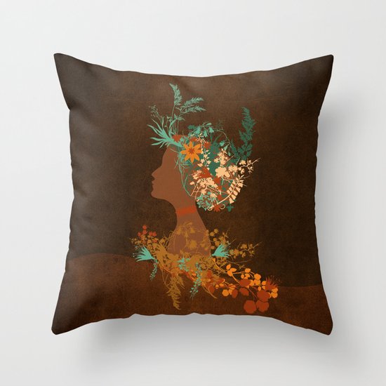 Mujer floral Throw Pillow