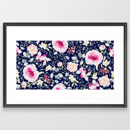 Pink peonies watercolor floral botanicals | Zaylee Raine Collection Framed Art Print